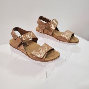 Walking Cradles Leather Sandals Women's 8 M Huntley Lt Taupe Gold Metallic NIB